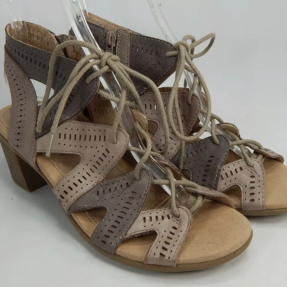 Earth Leather Lace Up Heeled Sandal 8